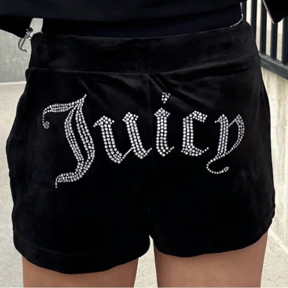Juicy Couture Black Velvet High Waist Shorts